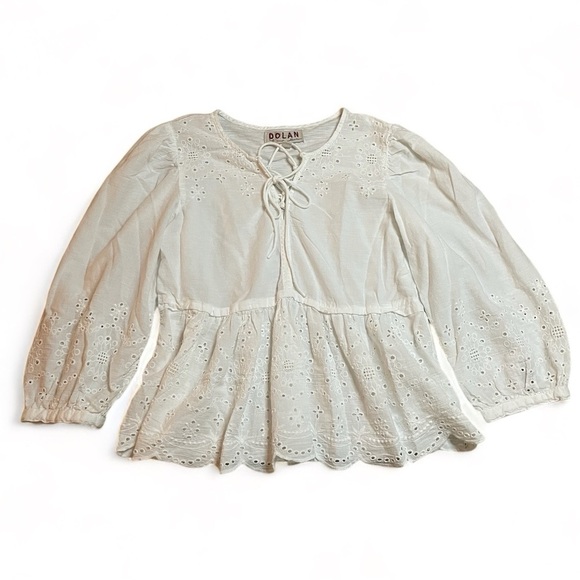 ANTHROPOLOGIE Dolan Eyelet White Blouse Top‎ Shirt Woman’s size XS Summer Summer - Picture 4 of 6